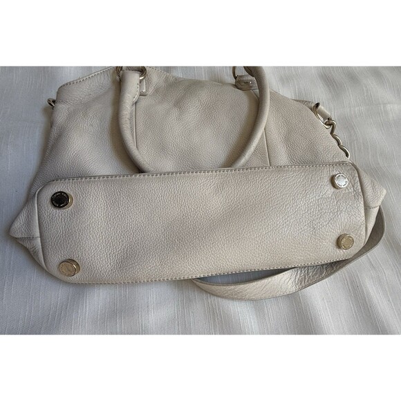 Calvin Klein Ivory Leather Double Strap Satchel Shoulder Handbag - Picture 6 of 8